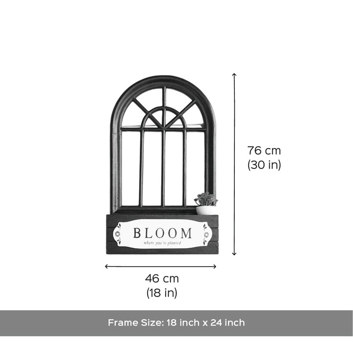 Handmade Black Elysian Arched Wooden Frame With Shelf