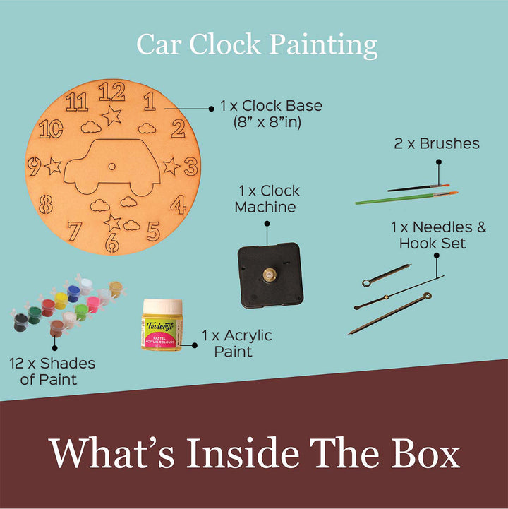 Handmade Classic Car Clock Painting DIY Kit | Set of 8