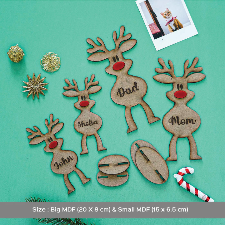 Personalized Family Mdf Wood Table Decor For Christmas Decoration | Set Of 4