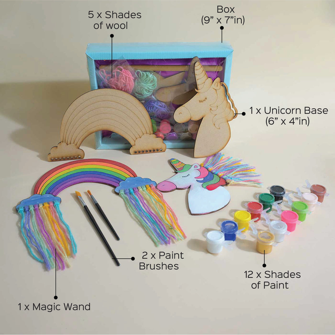 Handmade Unicorn & Rainbow Themed Loom Art DIY Kit | Set of 10