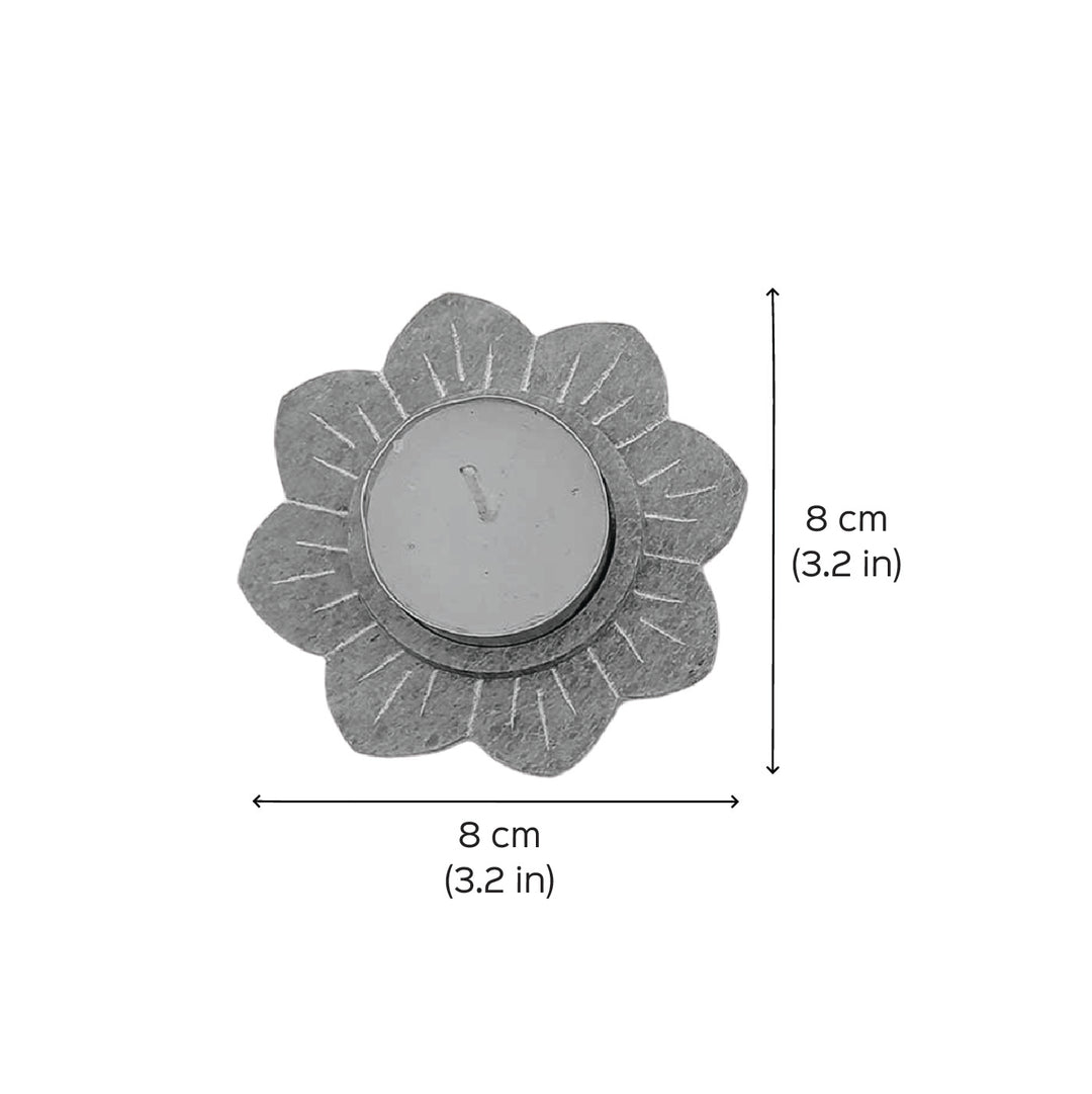 Handmade Grey Amrah Lotus Flower Candle Holder | Set Of 4