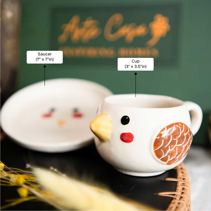 Chirp & Sip Bird Shaped Ceramic Cup & Saucer