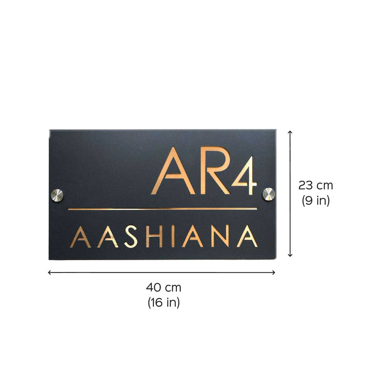 16 Inch | Personalized Grey Laser Cut Metal Name Plate With Copper  Lettering