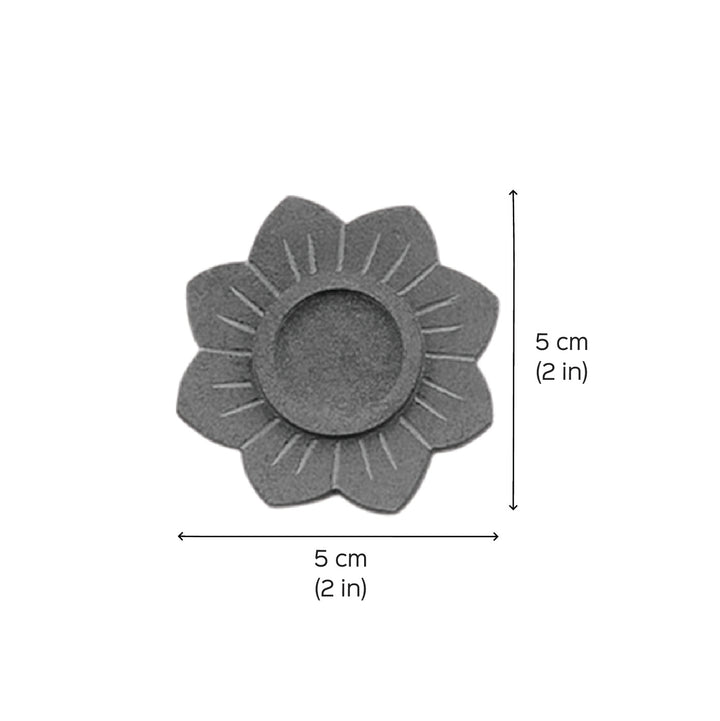 Handmade Grey Zorah Lotus Flower Candle Holder | Set Of 6