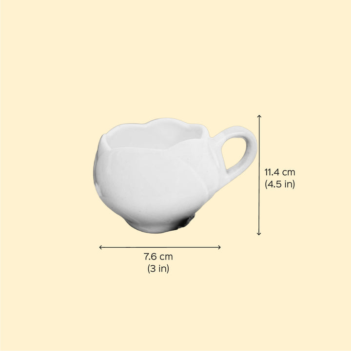 Tulip Shaped Ceramic Cup & Saucer | Set Of 3, 6 Pcs