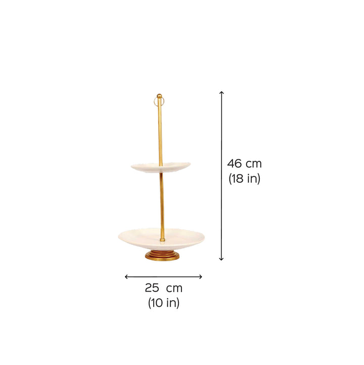 Handmade White & Gold Double Layer Detachable Ceramic Platter