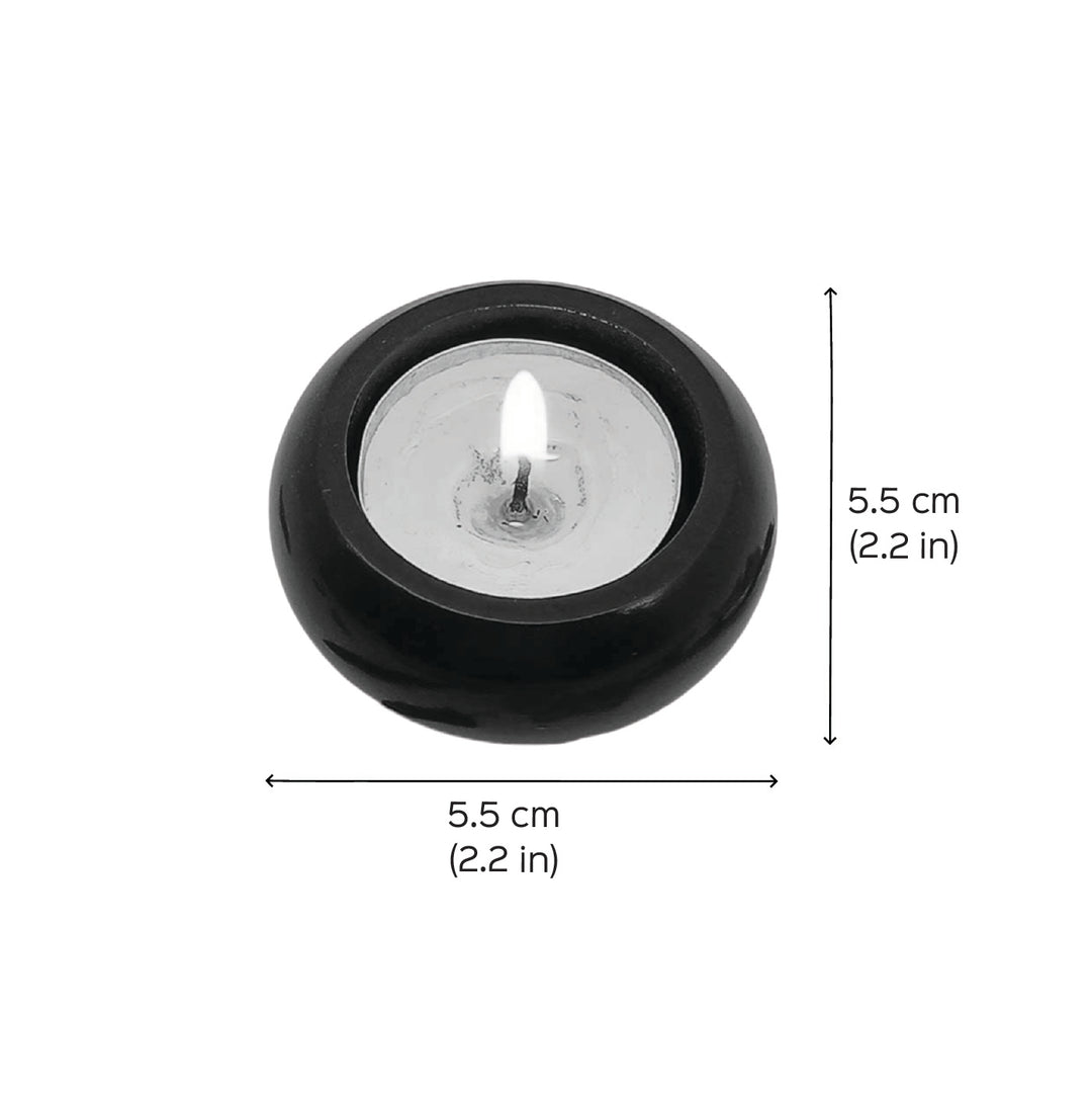 Handmade Black Reda Tyre Shape Candle Holder | Set of 4