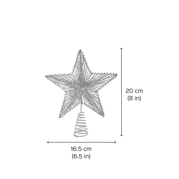 Sparkling Silver Metal Christmas Tree Star Topper For Christmas Tree Decoration