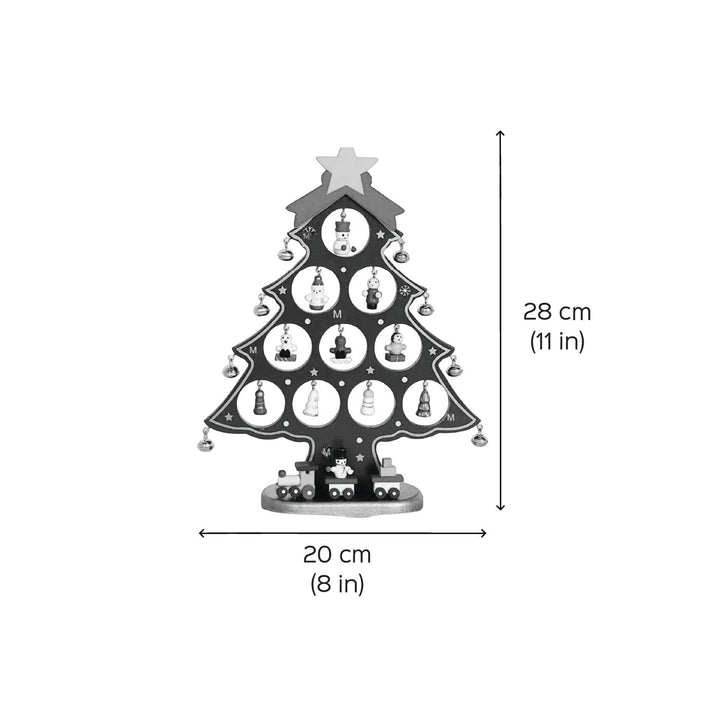 Merry Mistletoe Xmas Tree With 21 Ornaments Wooden DIY Decor