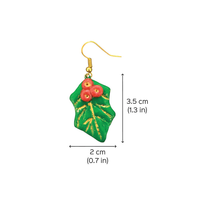 Handmade Holy Leaves Clay Earrings | Secret Santa Gift Ideas