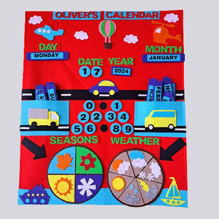 Personalized Handmade Vehicles Theme Felt Table Calender