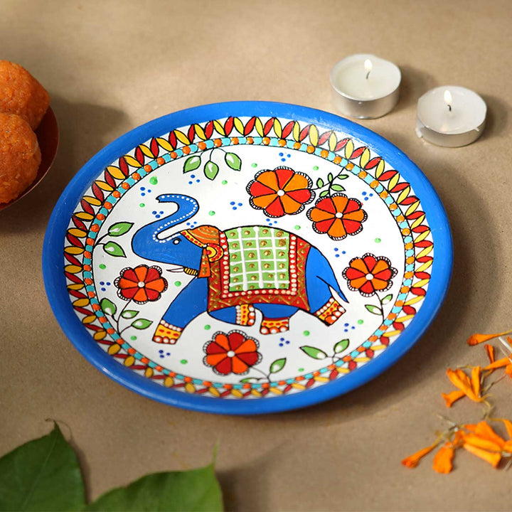 Handmade Terracotta Madhubani Design Wall Plate