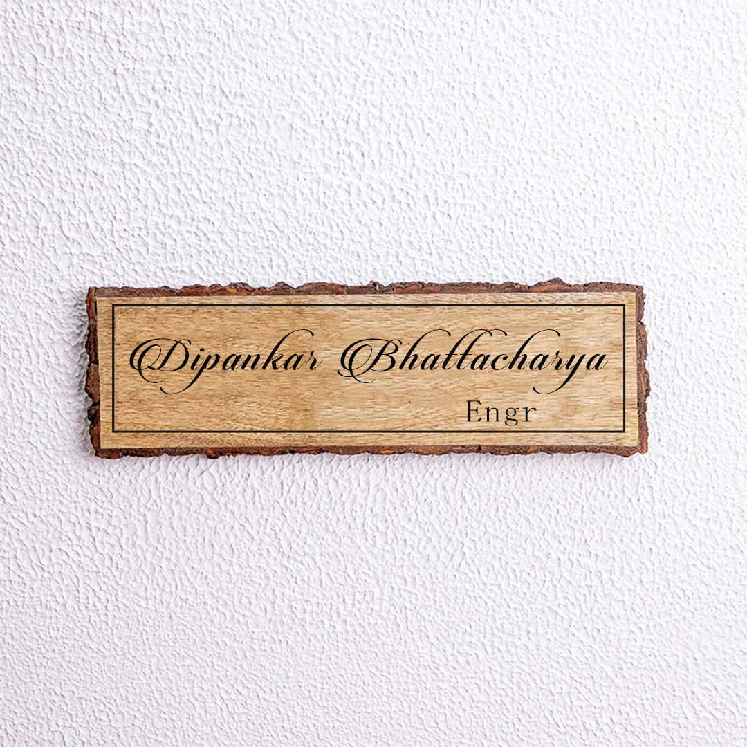 Handcrafted Mango Wood Personalized Professional Name Plate for Engineers