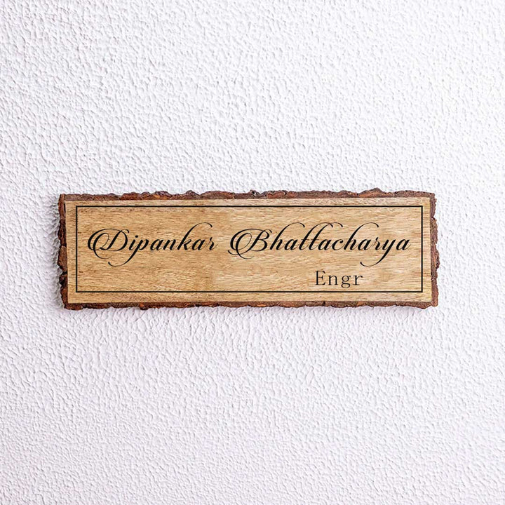 Handcrafted Mango Wood Personalized Professional Name Plate for Engineers