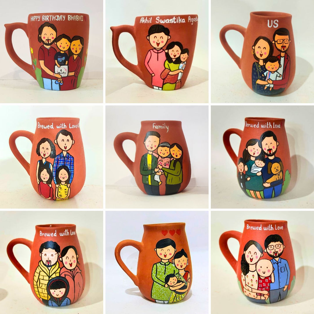 Personalised Terracotta Mugs with Photo Based Caricatures