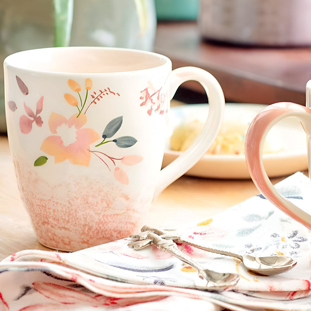 Hand-Painted Floral Lace Mug | Set Of 2