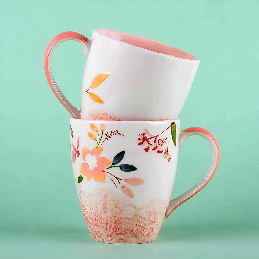 Hand-Painted Floral Lace Mug | Set Of 2