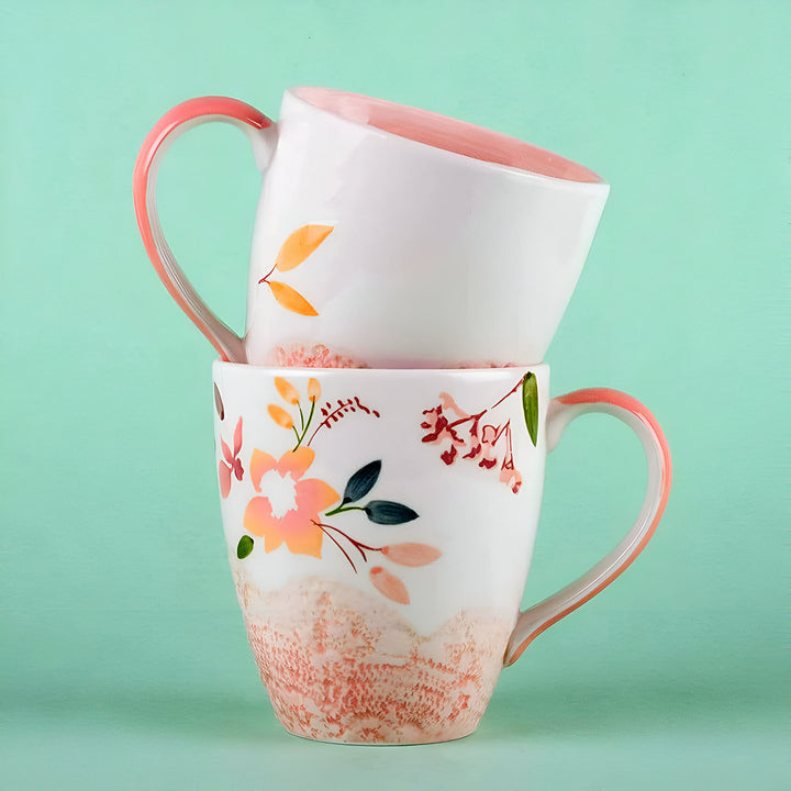 Hand-Painted Floral Lace Mug | Set Of 2