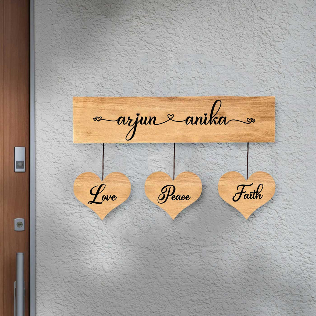 Minimalist 3D Wooden Nameplate for Family