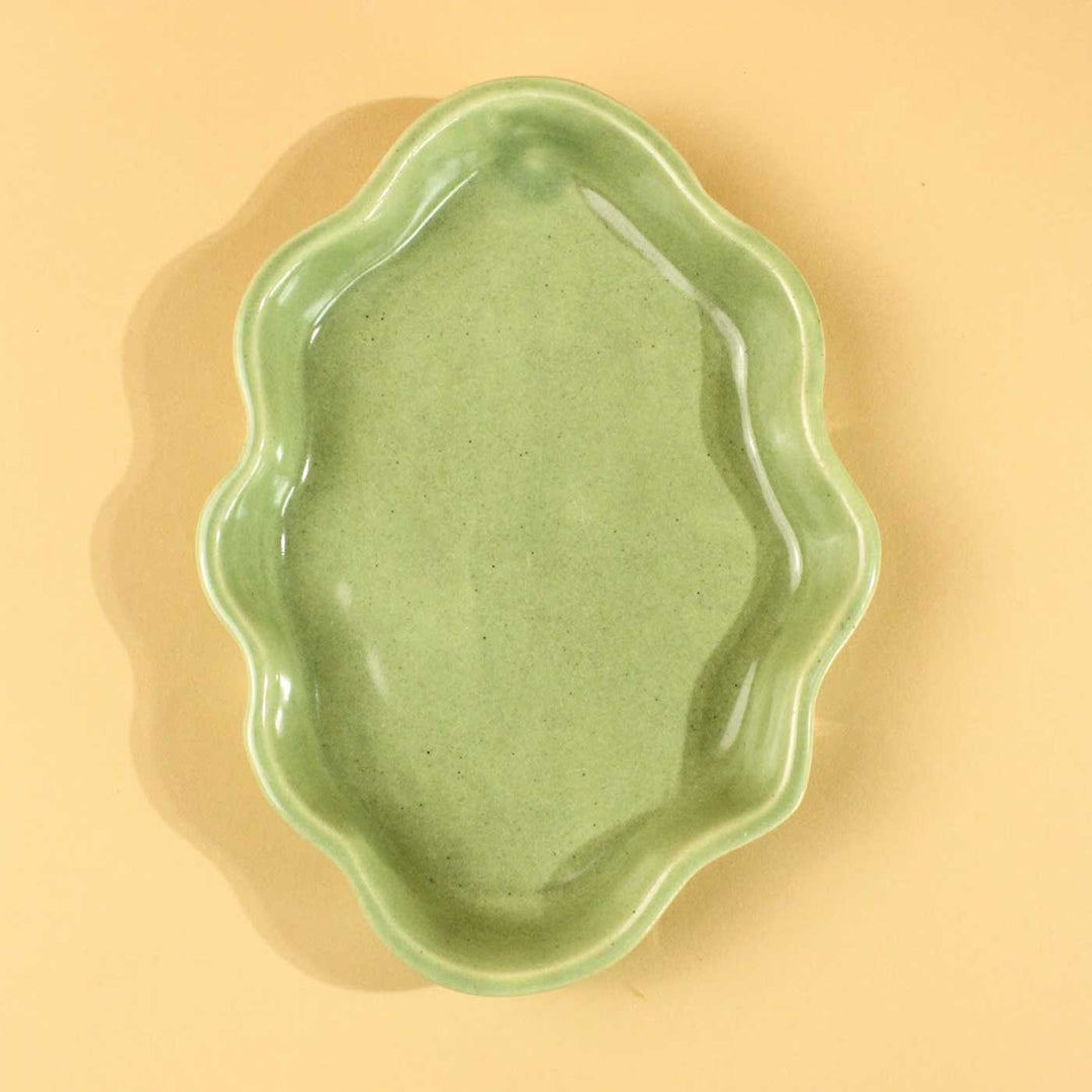 Handmade Green Ceramic Cloud Plate