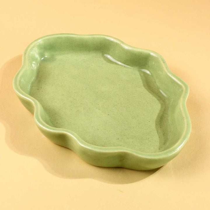 Handmade Green Ceramic Cloud Plate