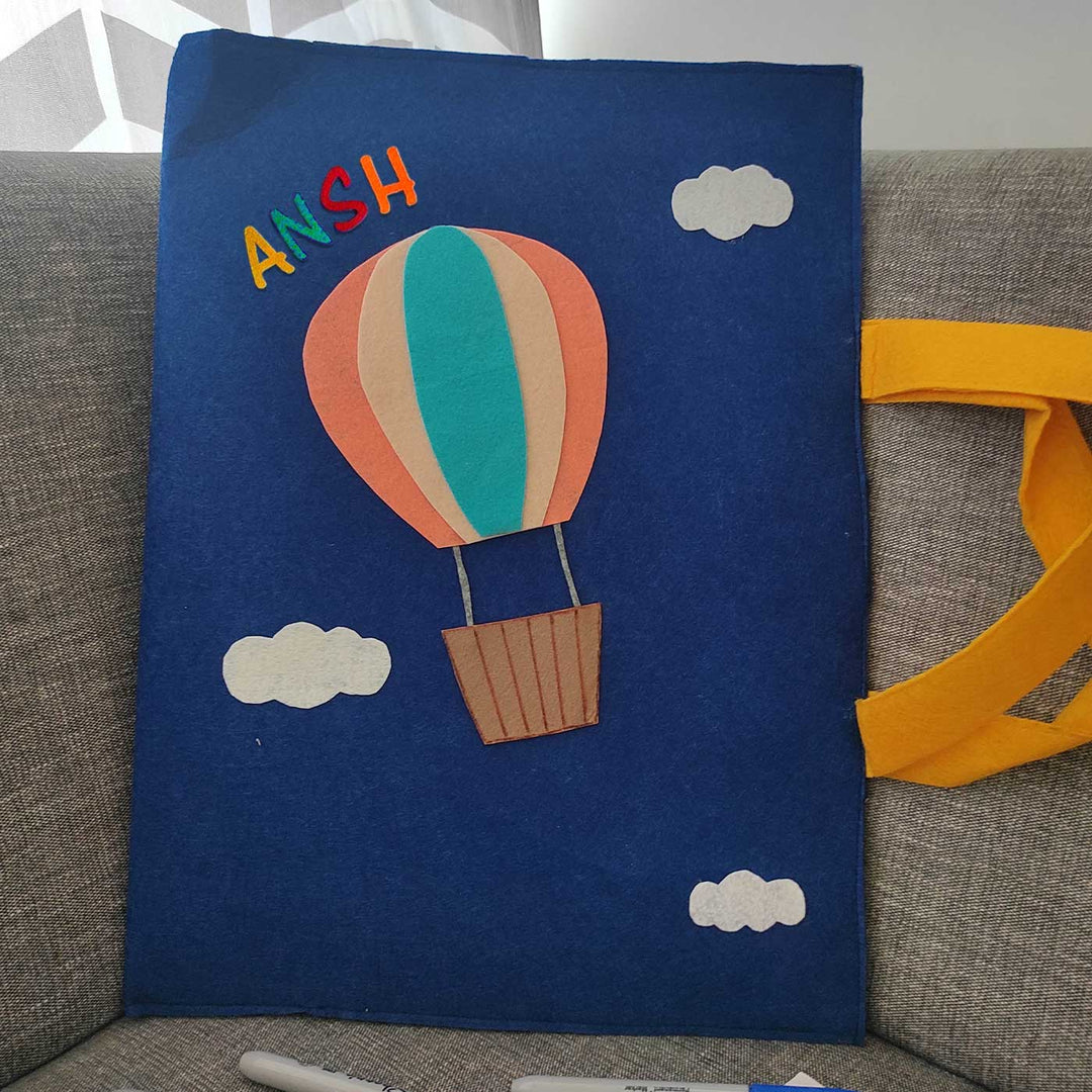 Personalized Handmade Hot Air Balloon Theme Felt Kids Craft Folder