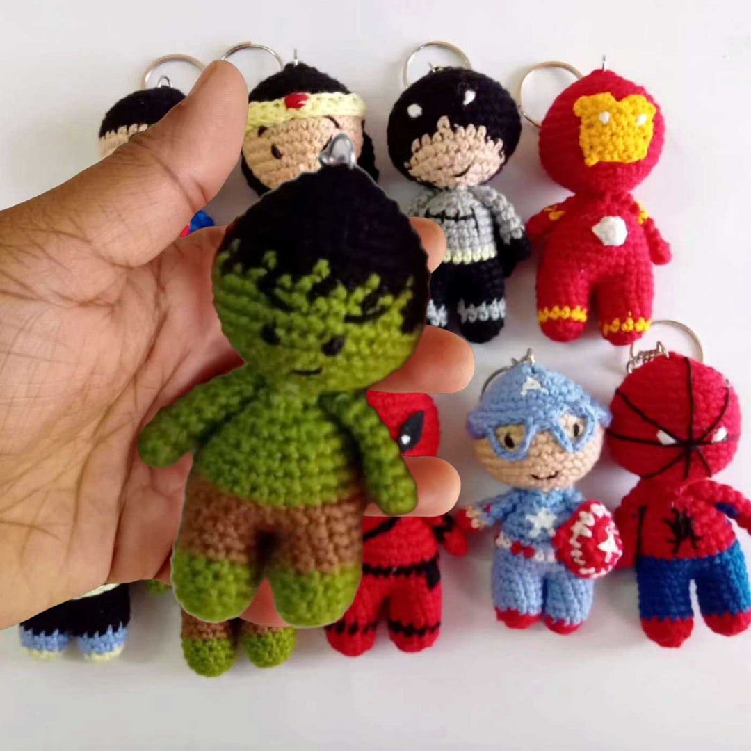 Handmade Crochet Superheros Theme Cotton Keychain