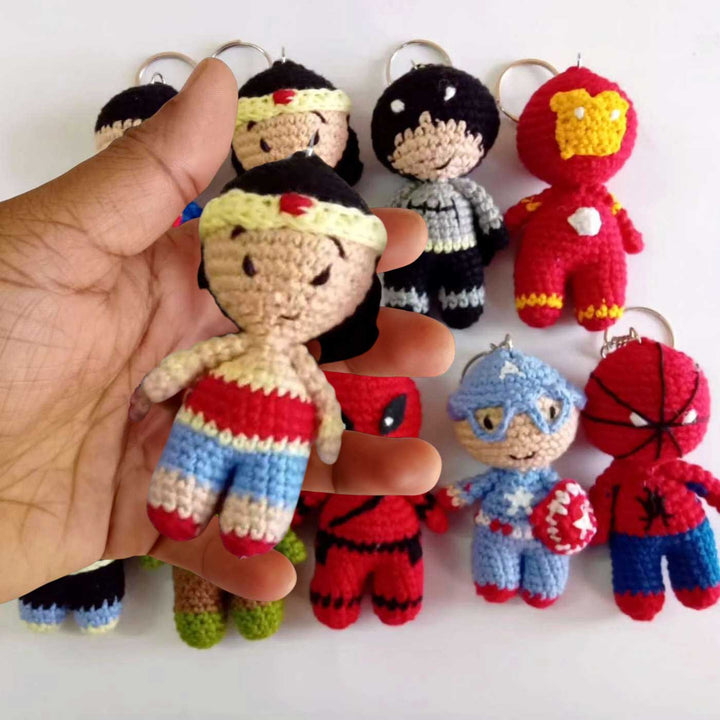 Handmade Crochet Superheros Theme Cotton Keychain