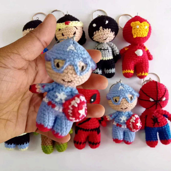 Handmade Crochet Superheros Theme Cotton Keychain