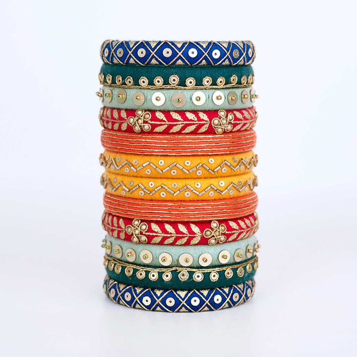 Multicolor Handcrafted Kashyapi Sequined Bangles | Set of 12