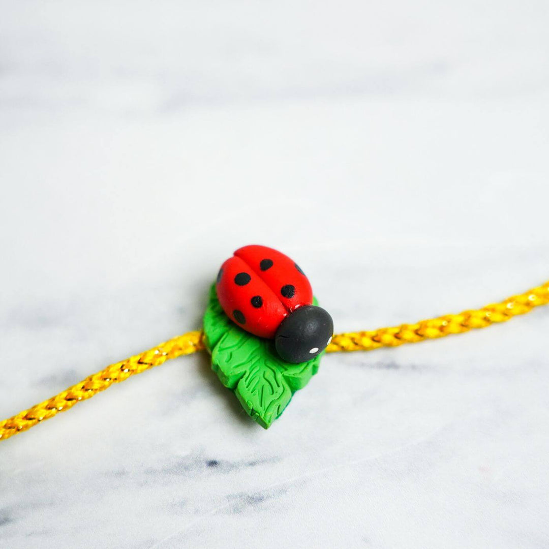 Handmade Porcelain Clay Themed Rakhi With Roli Chawal