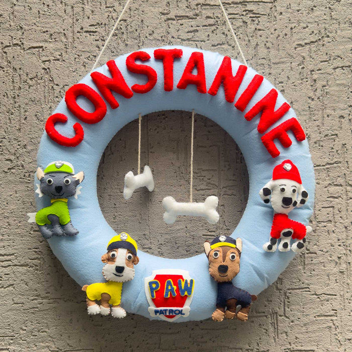 Handmade Personalized Paw Patrol Themed Felt Kids Name Hanging