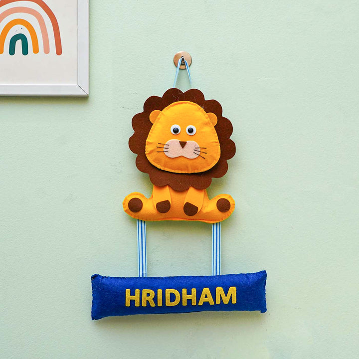 Personalized Handmade Lion Theme Felt Name Plate