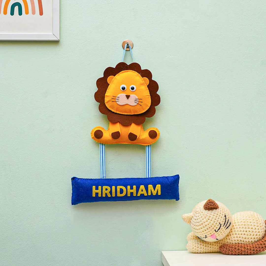 Personalized Handmade Lion Theme Felt Name Plate