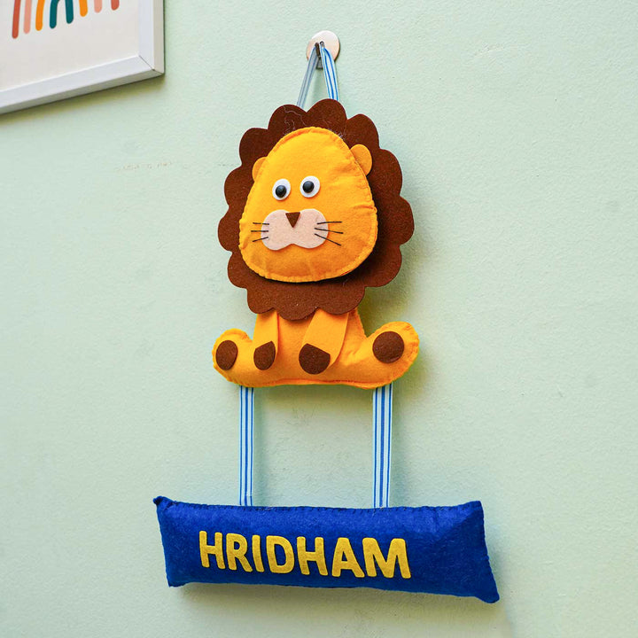 Personalized Handmade Lion Theme Felt Name Plate