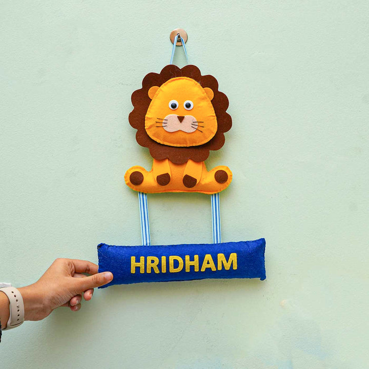 Personalized Handmade Lion Theme Felt Name Plate