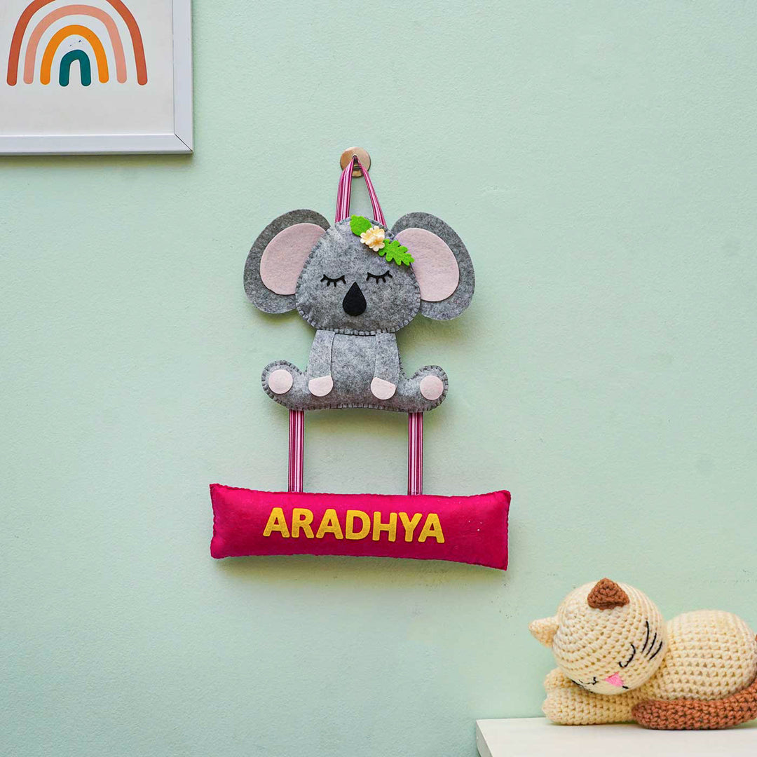 Personalized Handmade Koala Theme Felt Name Plate