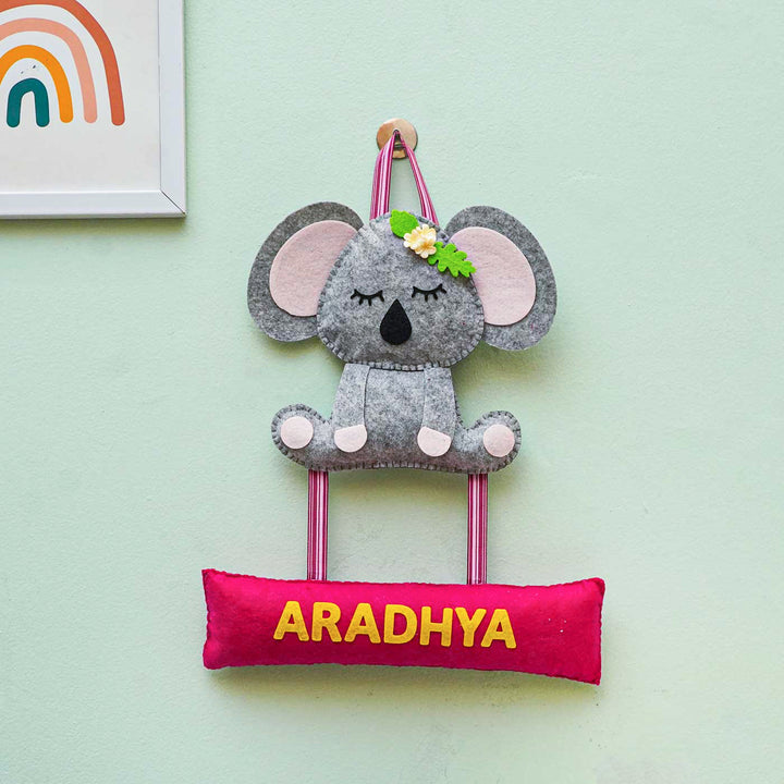 Personalized Handmade Koala Theme Felt Name Plate