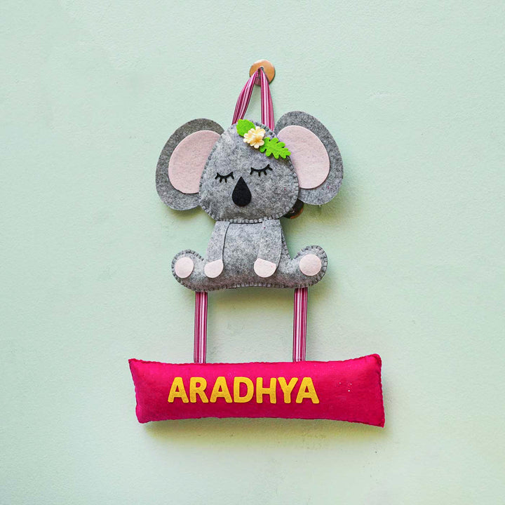 Personalized Handmade Koala Theme Felt Name Plate