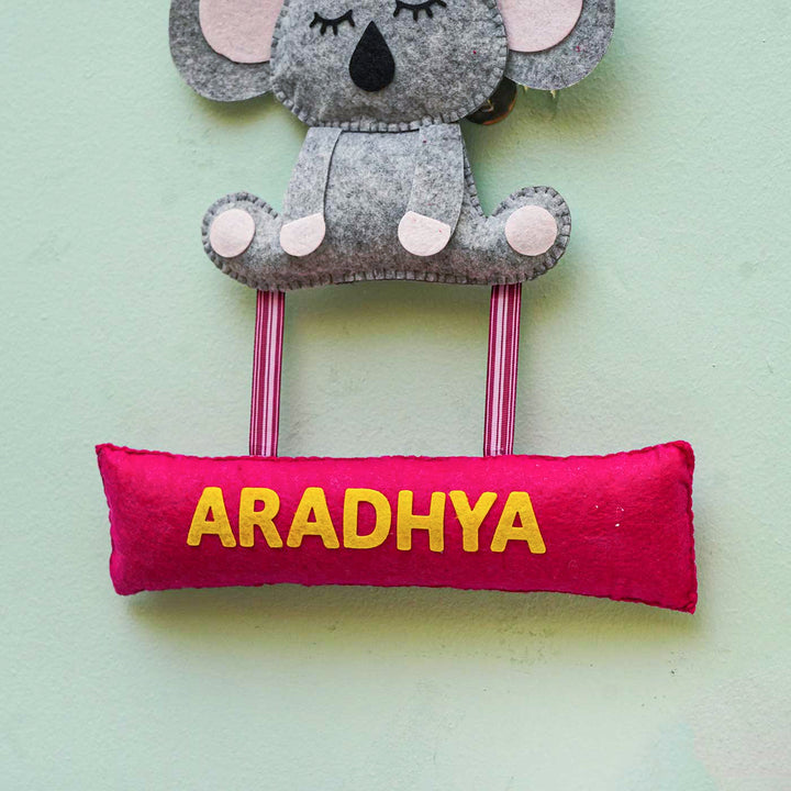 Personalized Handmade Koala Theme Felt Name Plate