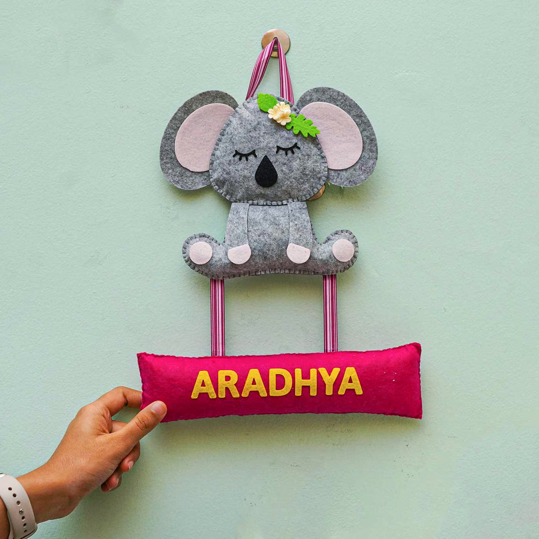 Personalized Handmade Koala Theme Felt Name Plate