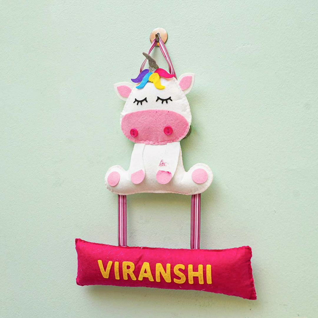 Personalized Handmade Unicorn Theme Felt Name Plate