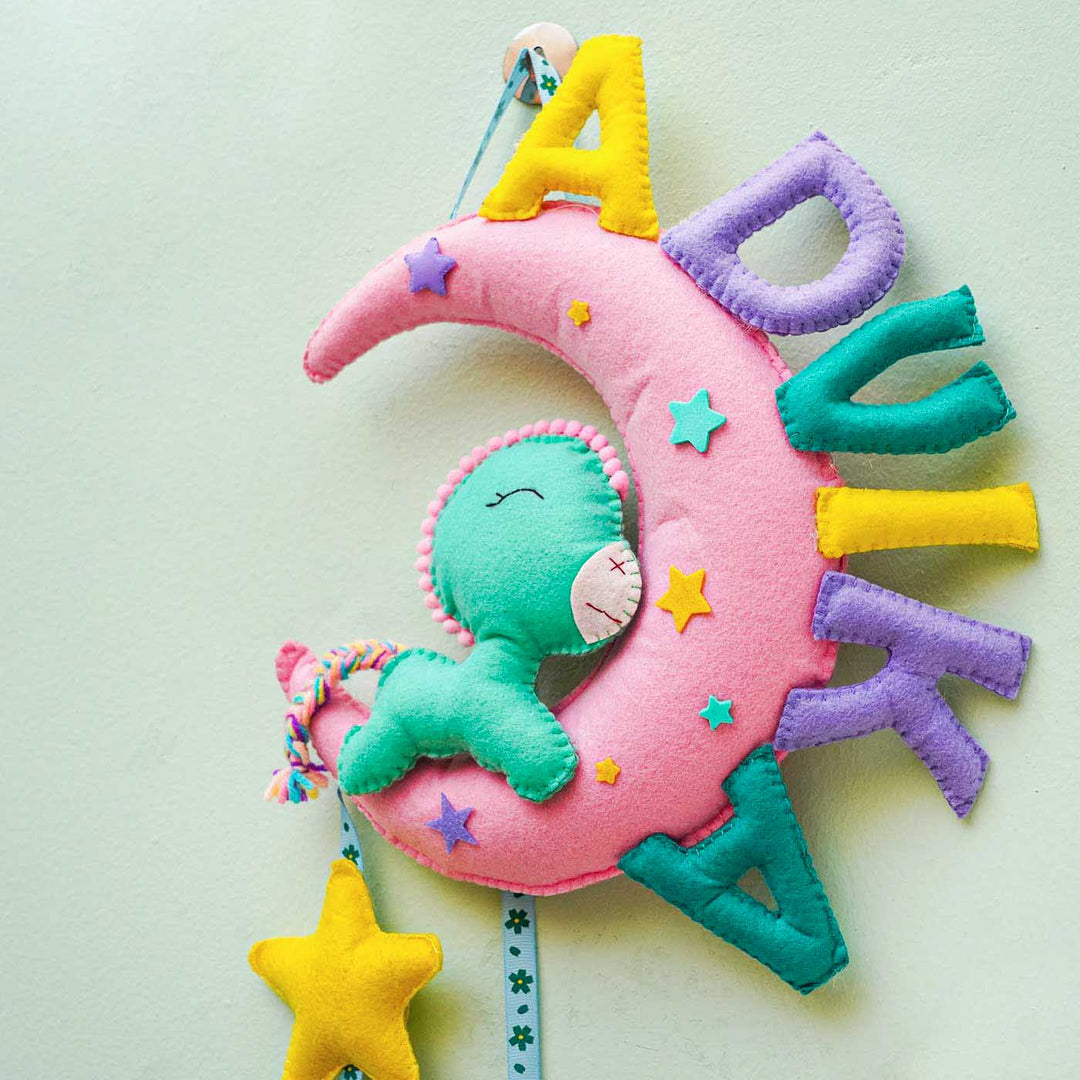 Personalized Handmade Unicorn Moon Felt Name Plate