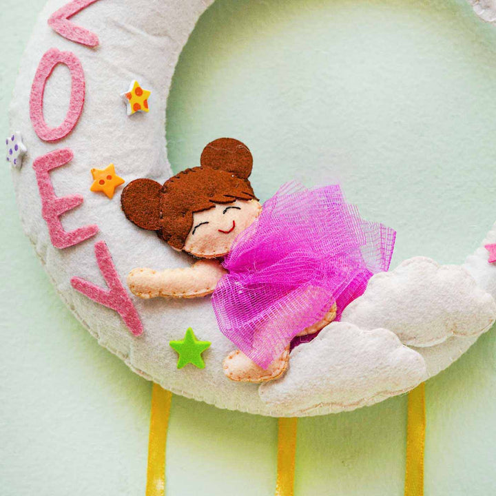 Personalized Handmade Baby Moon Non Stuffed Felt Name Plate