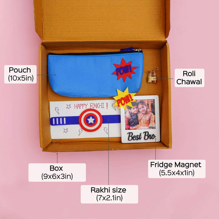 Kid's Rakhi Hamper with Pouch and Fridge Magnet