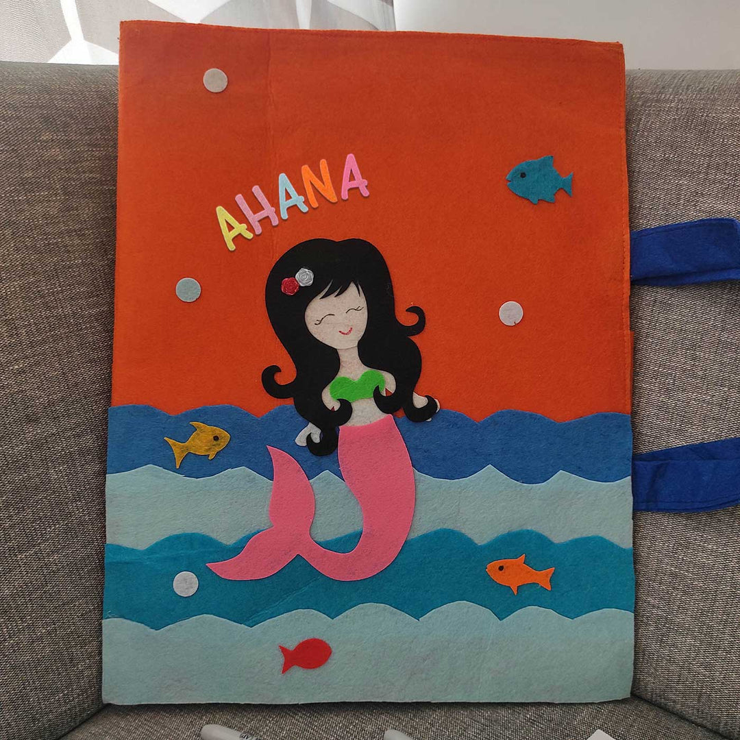 Personalized Handmade Mermaid Theme Felt Kids Craft Folder