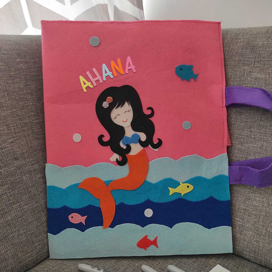 Personalized Handmade Mermaid Theme Felt Kids Craft Folder