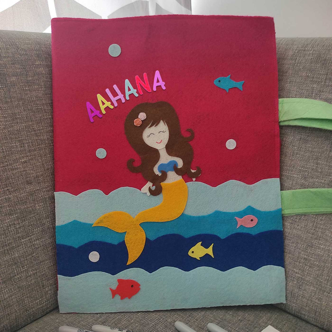 Personalized Handmade Mermaid Theme Felt Kids Craft Folder