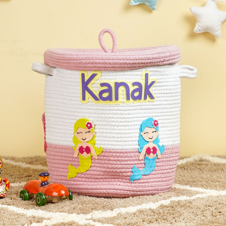 Handmade Personalized Mermaid Themed Kids Rope Basket