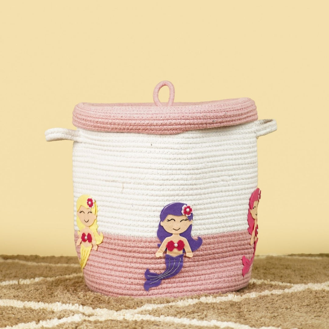 Handmade Personalized Mermaid Themed Kids Rope Basket